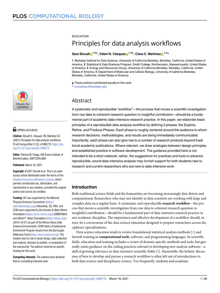 Data Analysis Workflow Principles | PDF | Data | Data Analysis