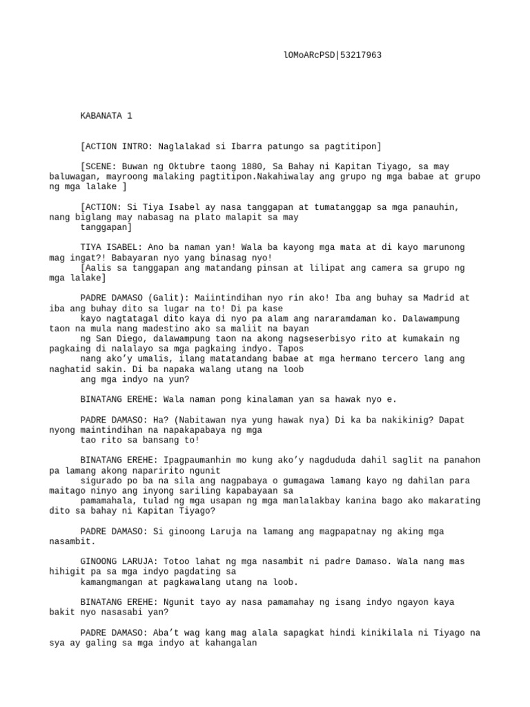Noli Me Tangere Script Compilation Chapters 1 64 | PDF