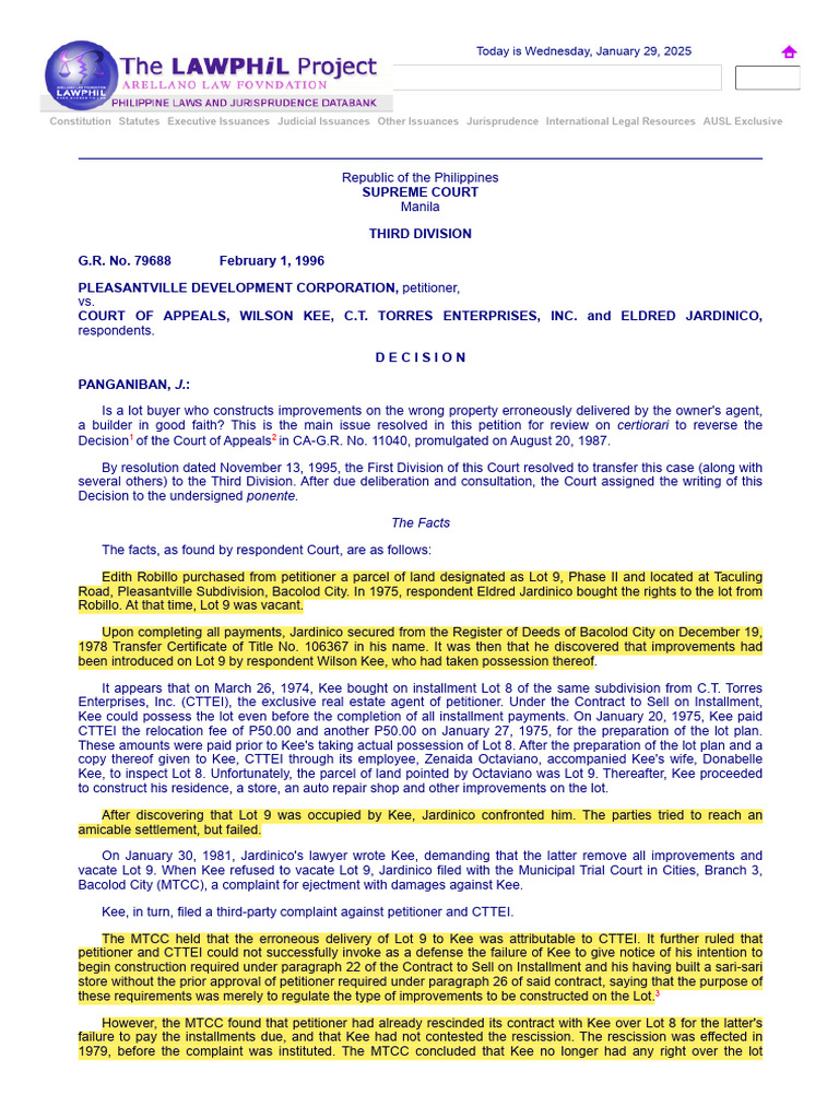 Supreme Court Ruling on Lot Ownership Dispute | PDF | Lawsuit | Legal ...