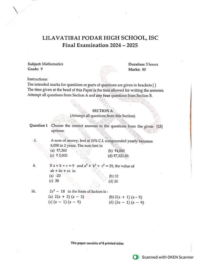 9TH STD Maths Paper 2 | PDF
