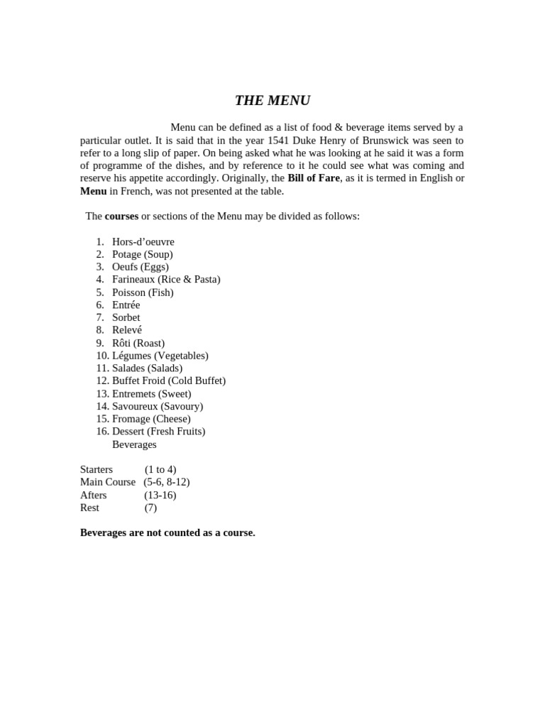 The Menu | PDF | Lunch | Hors D'oeuvre