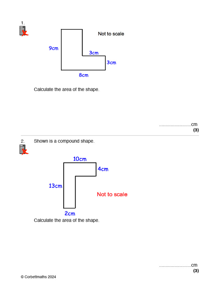 Area Calculations for Compound Shapes | PDF | Area | Elementary Mathematics