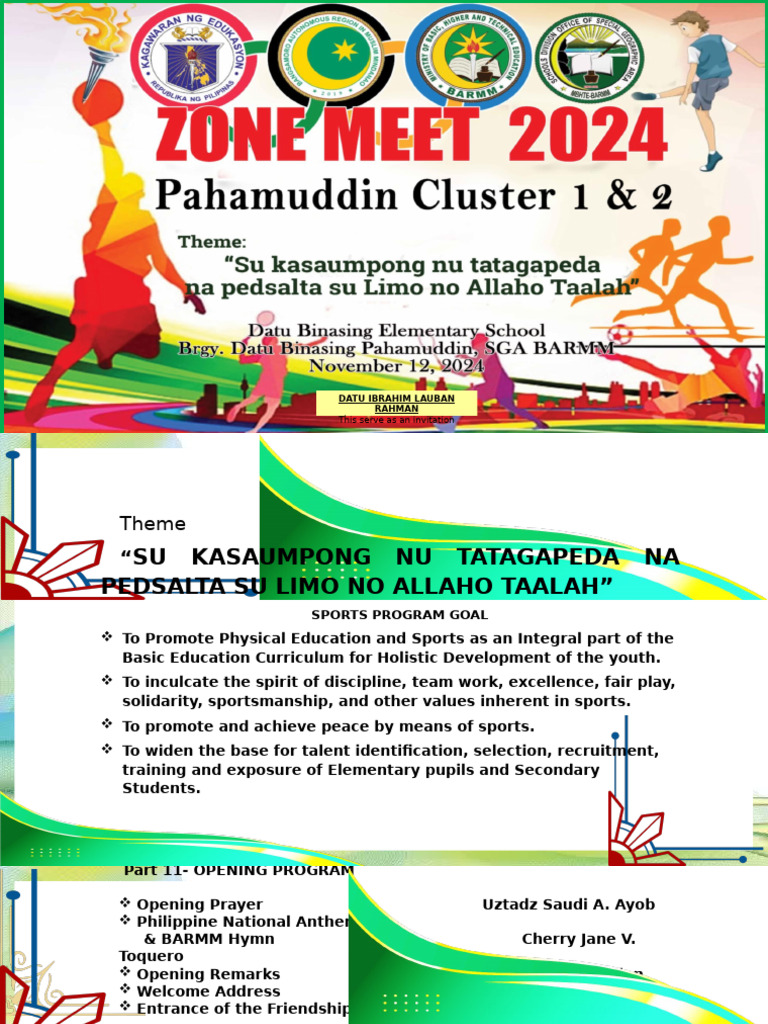 Pahamuddin Cluster Zone Meet 2024 Schedule | PDF | Athletic Sports | Sports