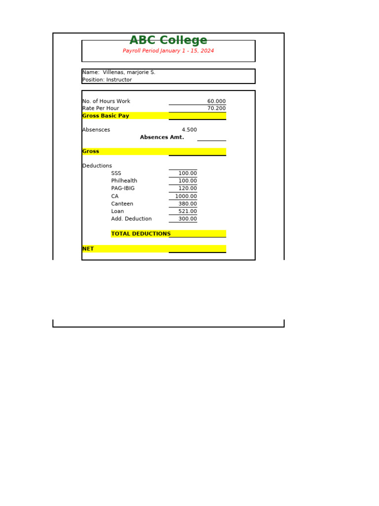 ABC College Payroll and Grades Summary | PDF | Employment Compensation ...