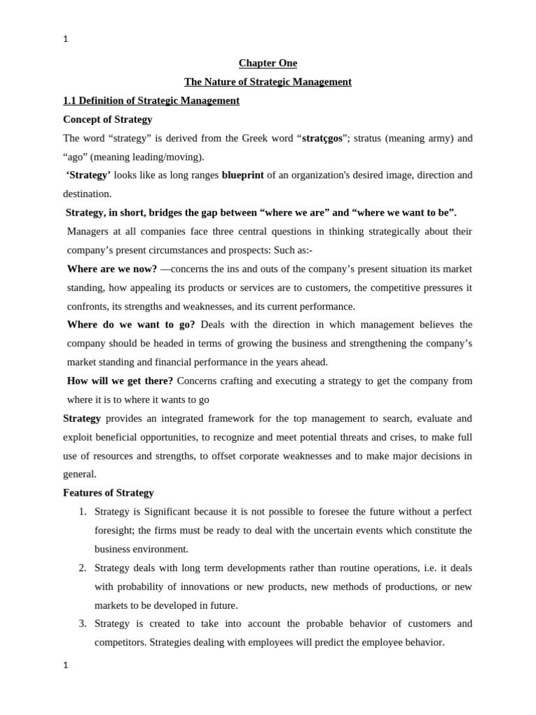 SM Chapter 1 | PDF | Strategic Management | Policy