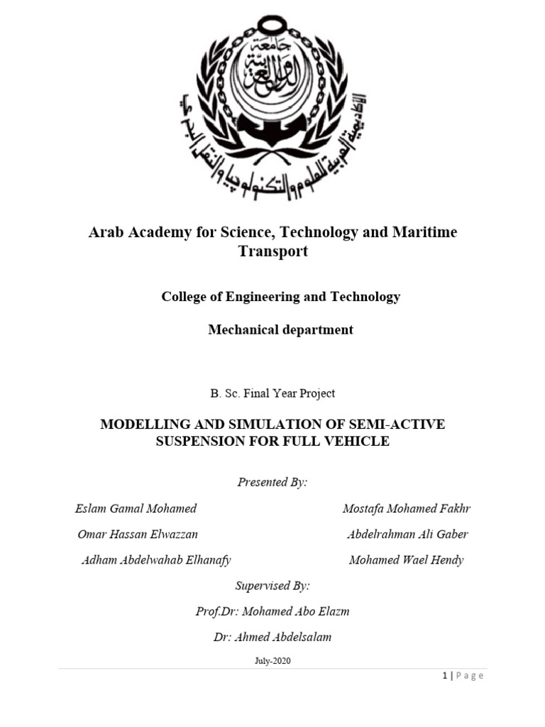 Modelling and Simulation of Semi-Active Suspension For Full Vehicle ...