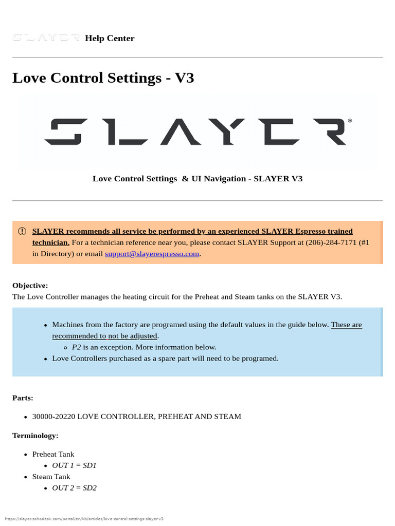 SLAYER V3 Love Control Settings Guide | PDF