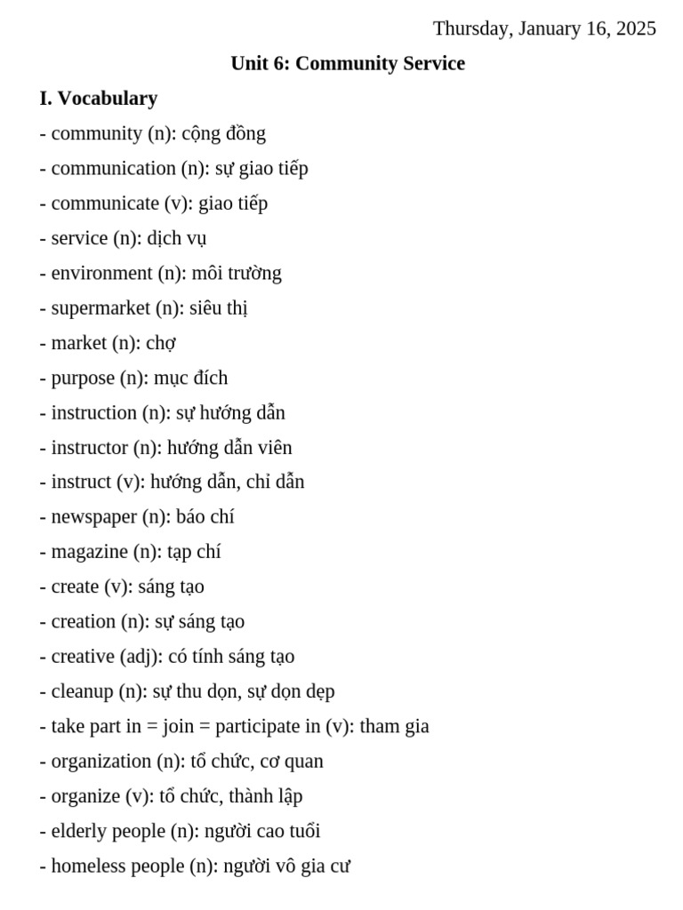 Unit 6 Community Service | PDF