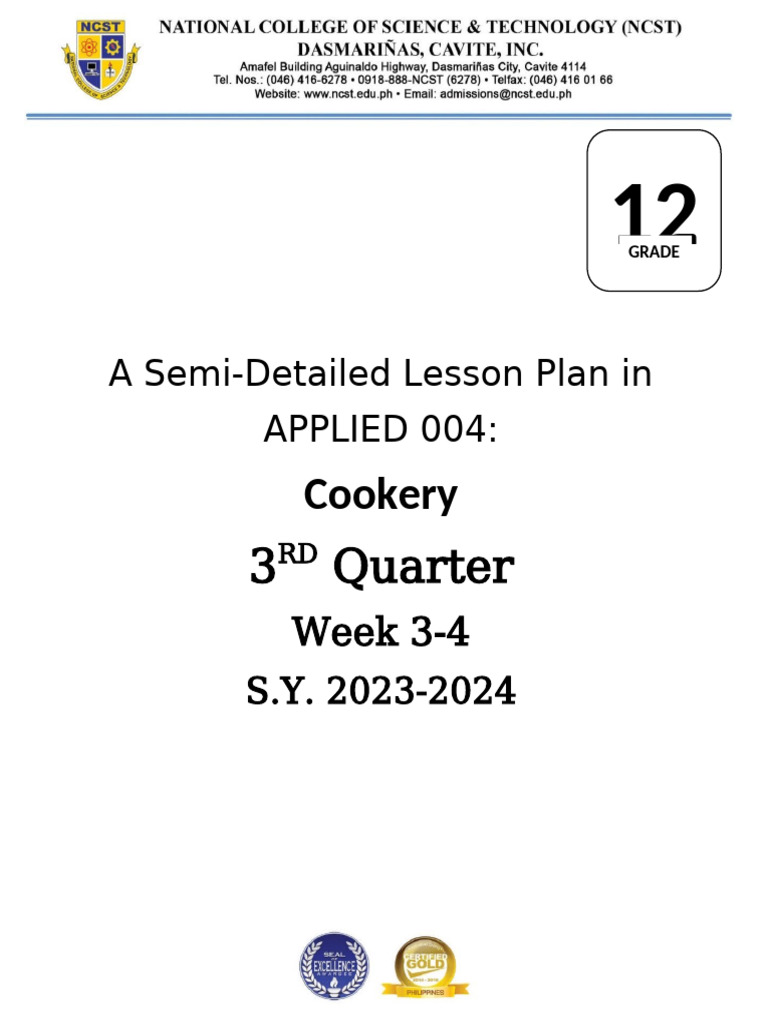 Cookery Lesson Plan: Starch Dishes | PDF | Cooking | Starch