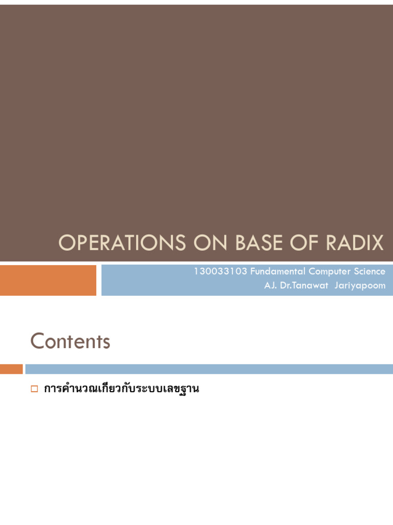 15A54F22 - 03 - Operations On Base of Radix | PDF
