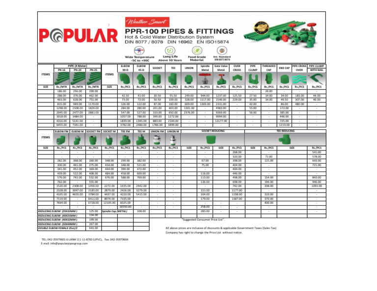 PPR Pipe and Valve Price List 2024 | PDF | Hydraulics | Process Engineering