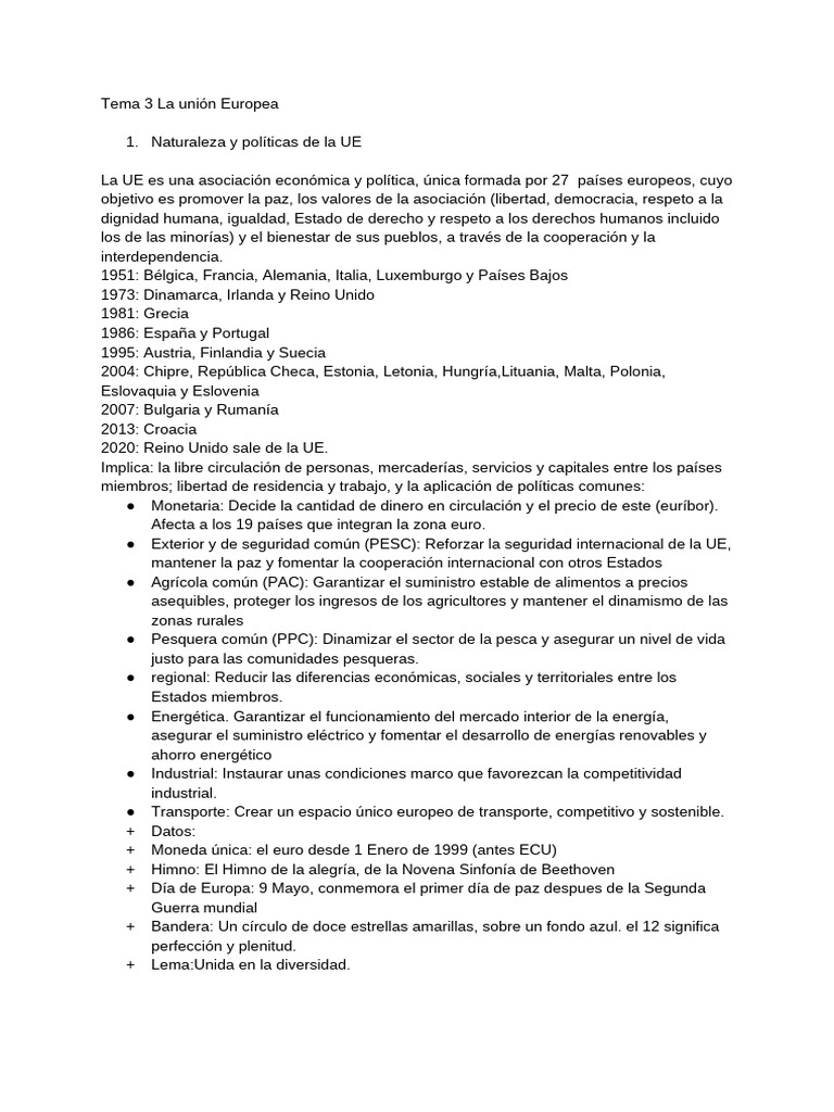 Instituciones y Políticas de la UE | PDF | Unión Europea | Europa