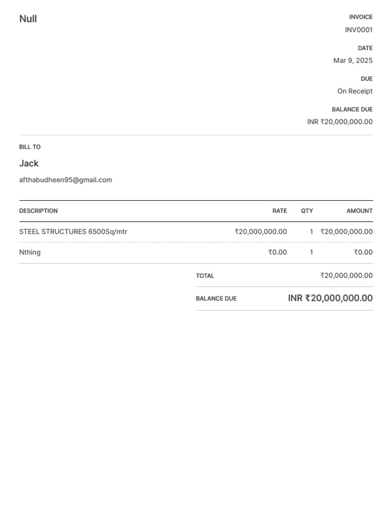 Invoice for Steel Structures ₹20M | PDF