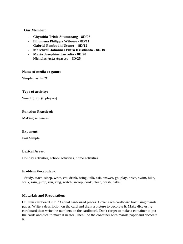 Simple Past in 2C (2) | PDF