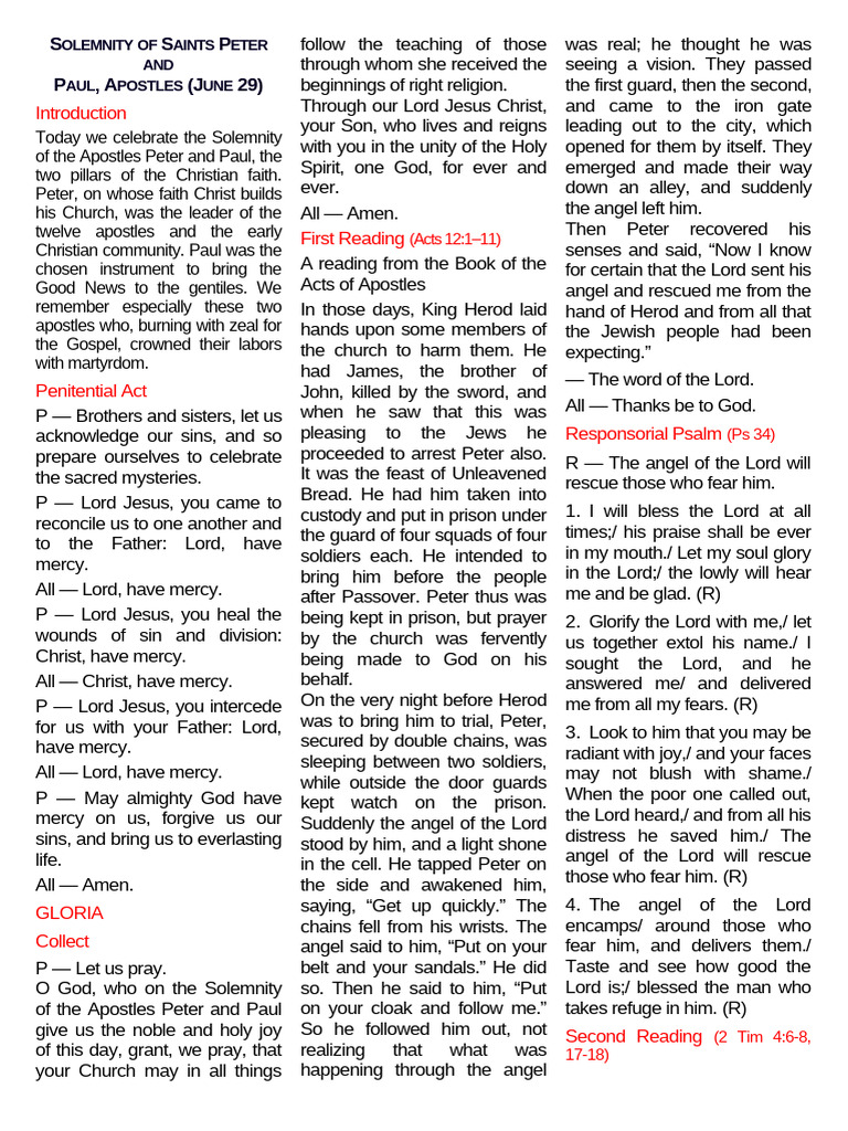 Saints Peter and Paul - Apostles - June 29 | PDF | Jesus | Paul The Apostle