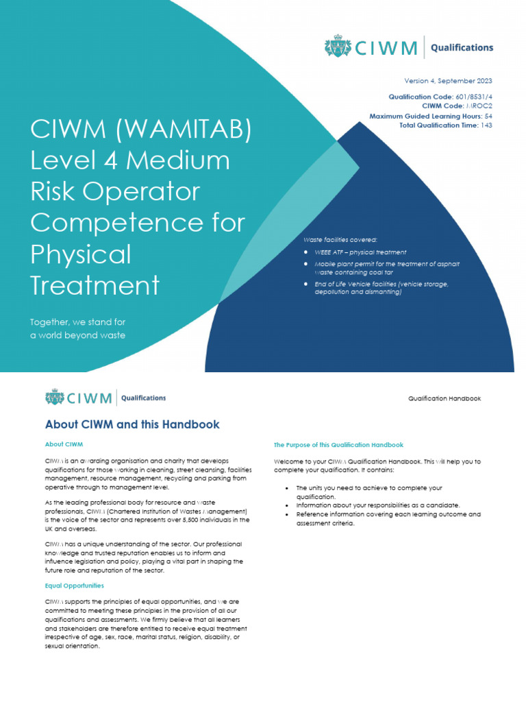 CIWM Handbook - V4 - MROC2 No IC | PDF | Educational Assessment ...