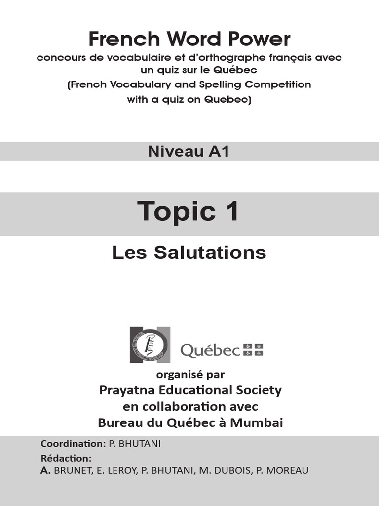 Salutations en français A1 | PDF