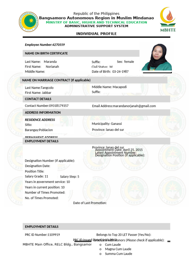 Report Individual Profile 2025 | PDF