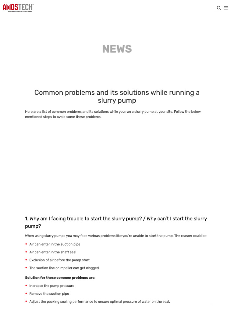 Curated visual reference: Gallery Detail: Common Problems And Its Solutions While Running A Slurry Pump