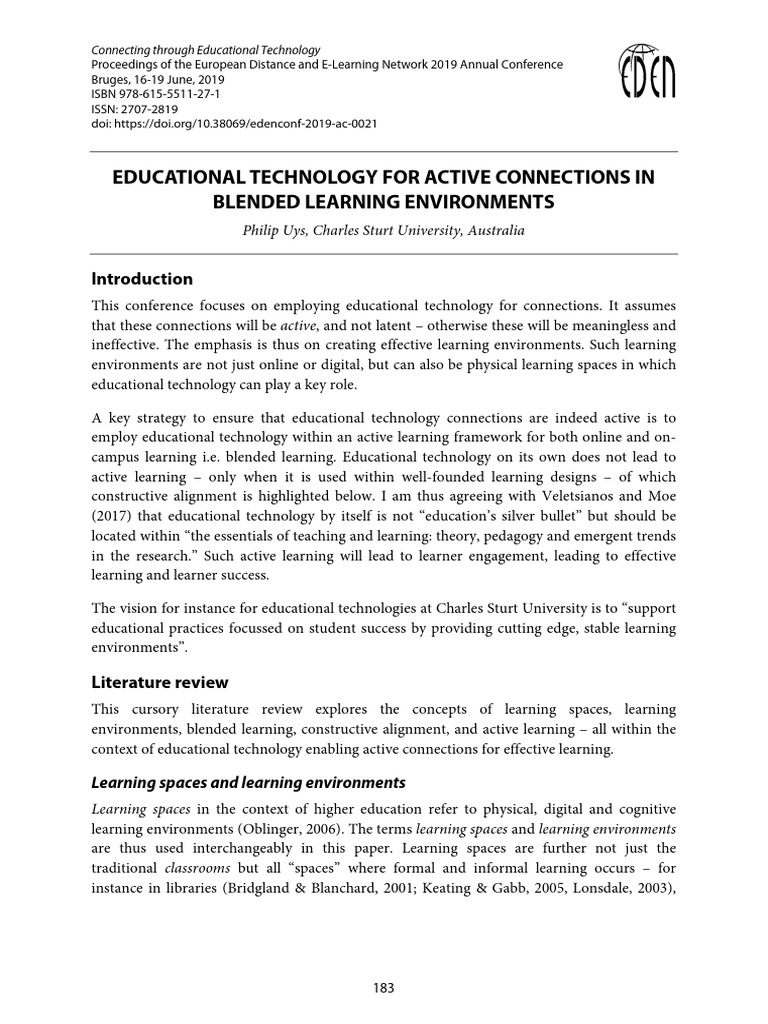 Educational Technology For Active Connections In B Pdf Educational