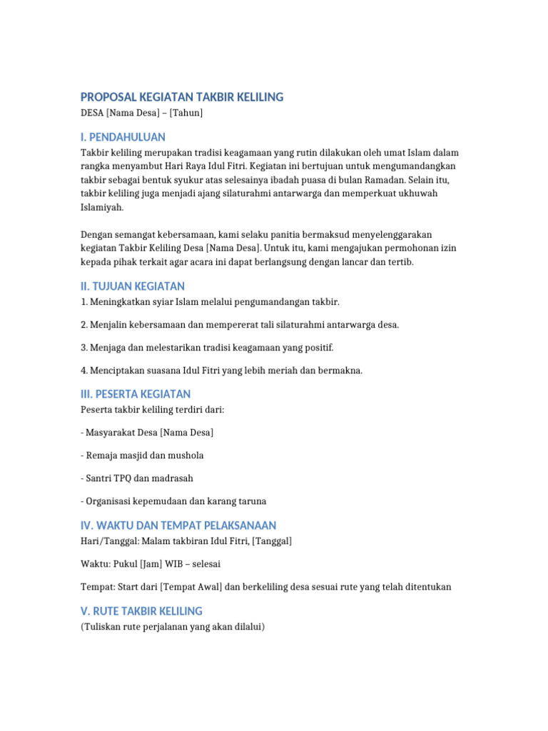 Proposal Takbir Keliling Pdf