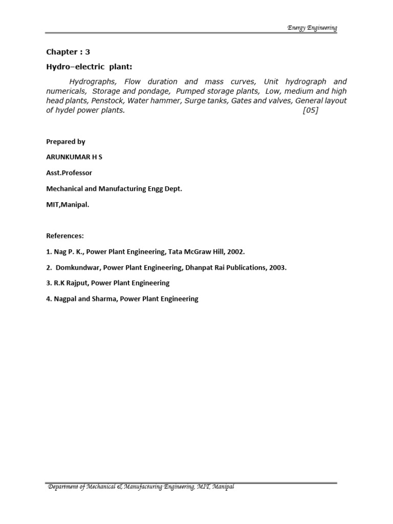 Hydrographs in Hydroelectric Plants | PDF | Dam | Power Station