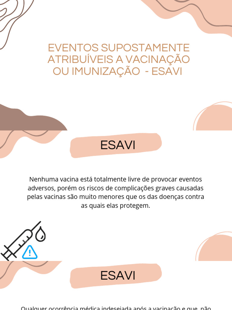 Eventos Adversos de Vacinação: ESAVI | PDF