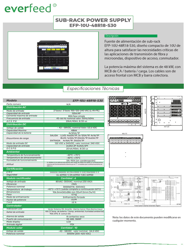 Sub-Rack Power Supply: EFP-10U-48R18-S30 | PDF | Electromagnetismo ...