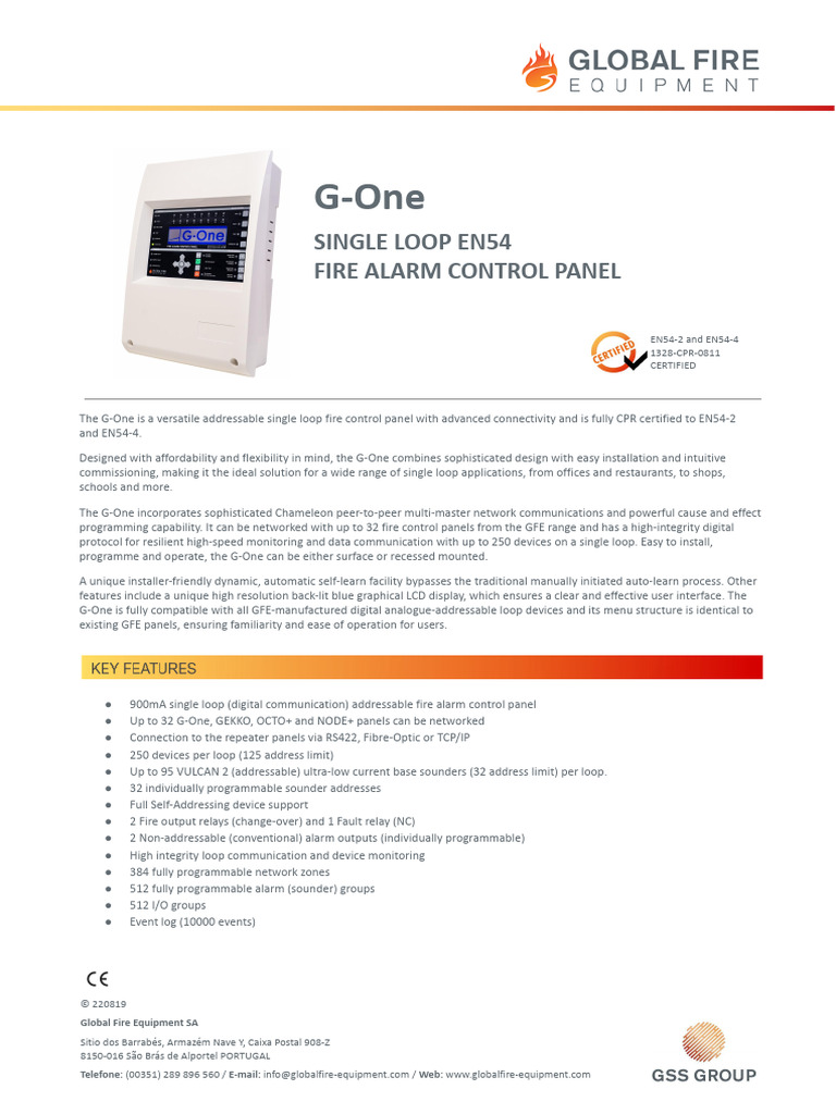 G-One: Single Loop En54 Fire Alarm Control Panel | PDF | Computer ...
