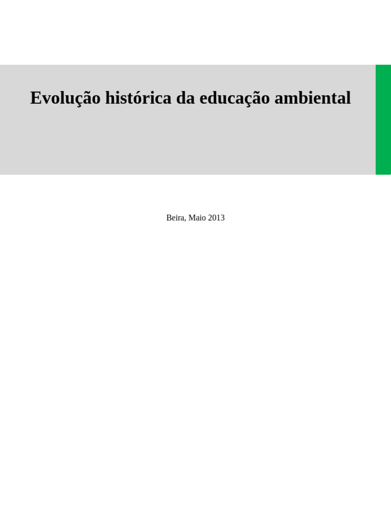 História da Educação Ambiental Global | PDF | Movimento ambientalista ...