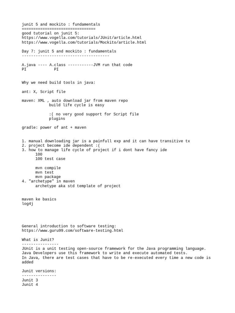 Junit 5 and Mockito Discussion Cheetsheet | PDF | Boolean Data Type ...