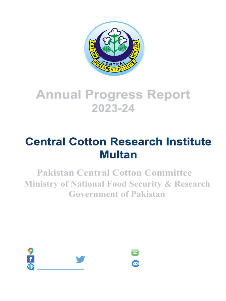 Annual Report 2023-24: CCRI Multan | PDF | Cotton | Plant Breeding