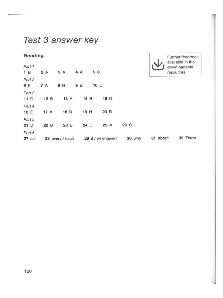 B1 Preliminary TEST 3 Reading and Use of English ANSWERS | PDF