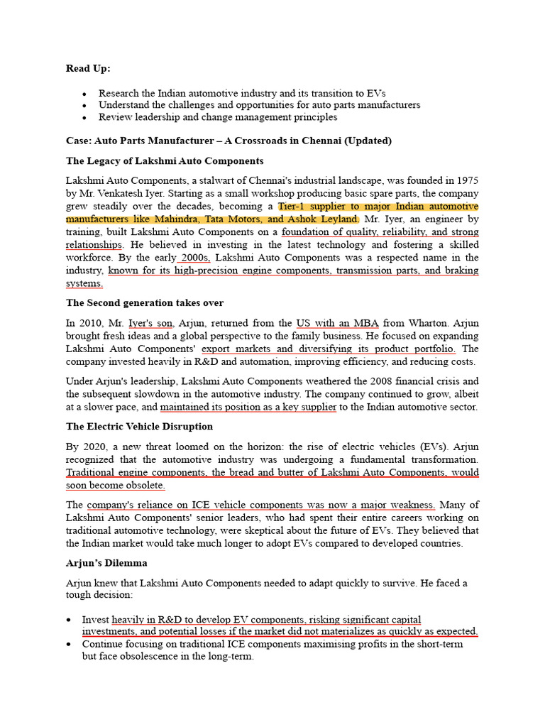 EV Transition Challenges for Auto Parts Firms | PDF | Equity (Finance ...