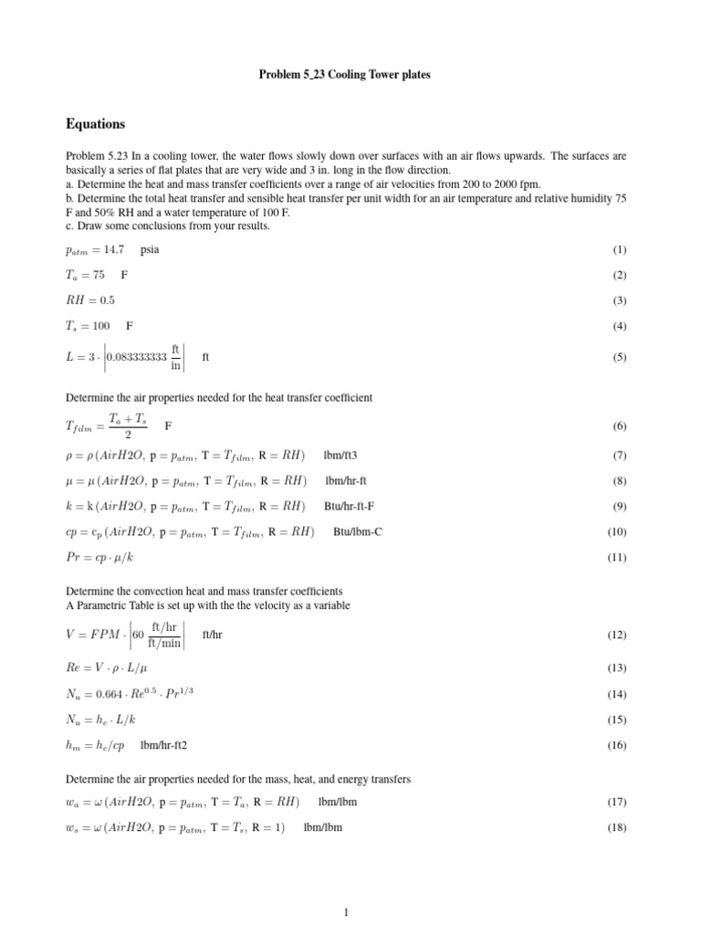 Cooling Tower Heat Transfer Analysis | PDF | Heat Transfer | Branches ...