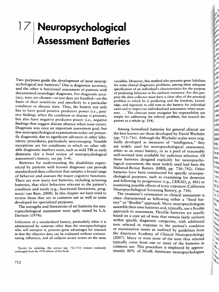 Neuropsychological Assessment Battery PDF | PDF