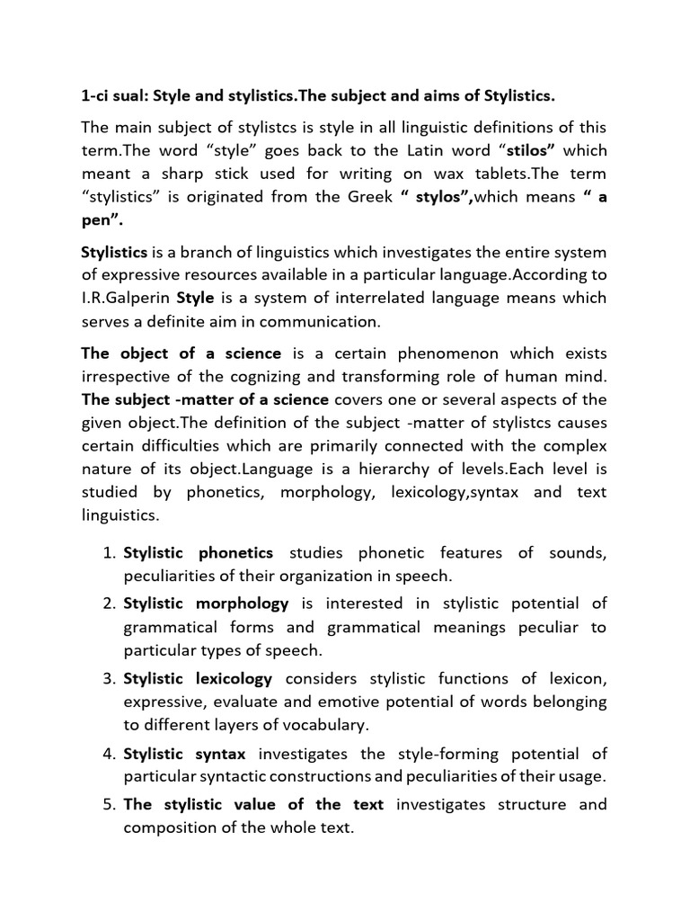 Understanding Stylistics in Linguistics | PDF | Semantics | Slang