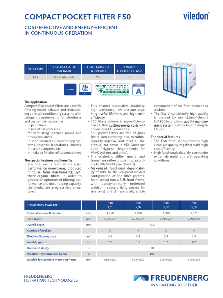 F50 - DS - 02 CC 057 Juni 2018 EN - Low | PDF | Filtration | Mechanical ...