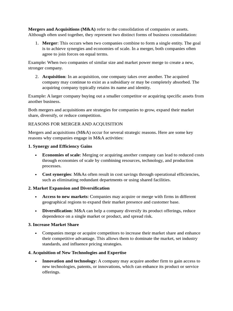 Mergers and Acquisitions ACFM | PDF | Mergers And Acquisitions | Price ...