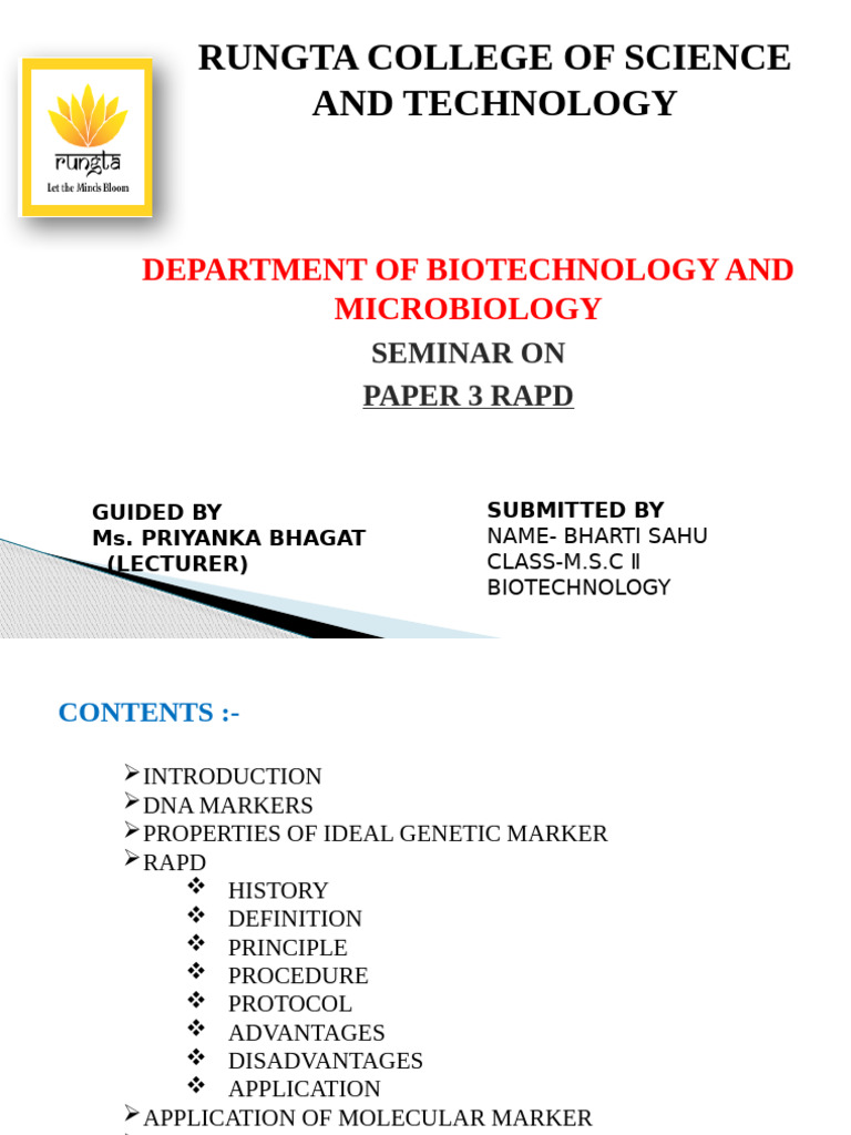 Bharti Sahu p3 Rapd | PDF | Polymerase Chain Reaction | Genetic Marker