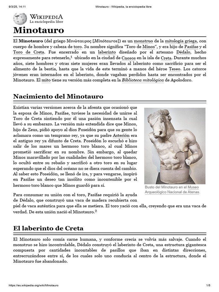 Teseo y el Minotauro: Mito Griego | PDF | Minotauro | Teseo