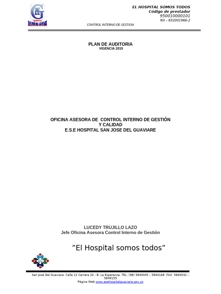 Plan Anual de Auditoria Oficina Control Interno 2019 | PDF | Auditoría ...