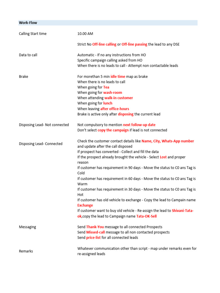 Lead Management Call Guidelines | PDF | Computing