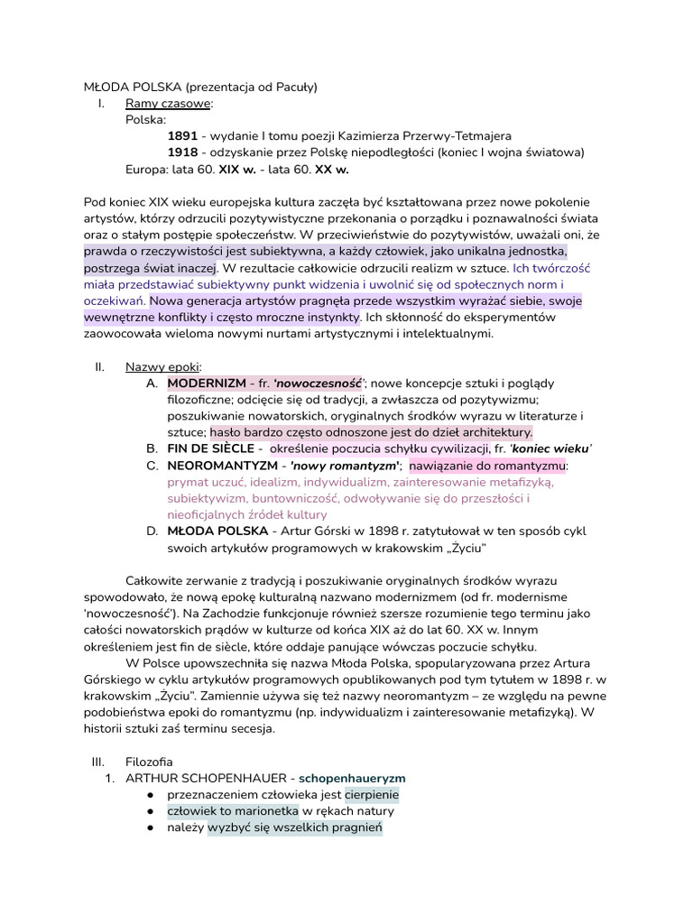Wstęp Do Młodej Polski | PDF