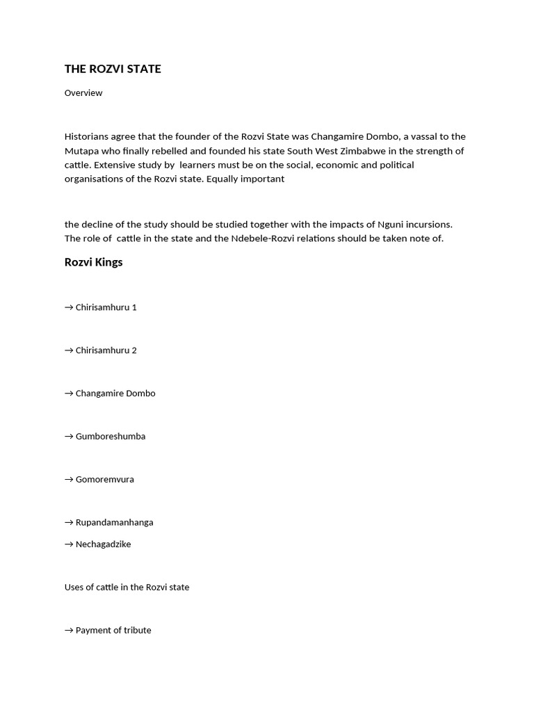 The Rise and Fall of the Rozvi Kingdom | PDF