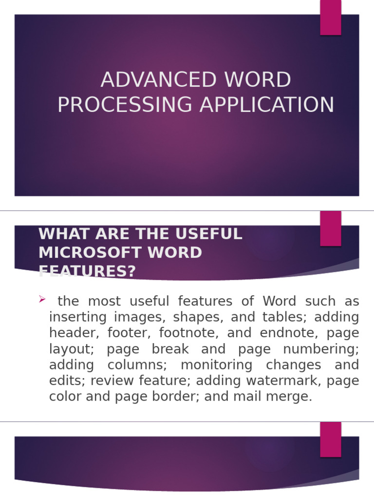 Week 4 Advanced Word Processing Application | PDF | Microsoft Word ...