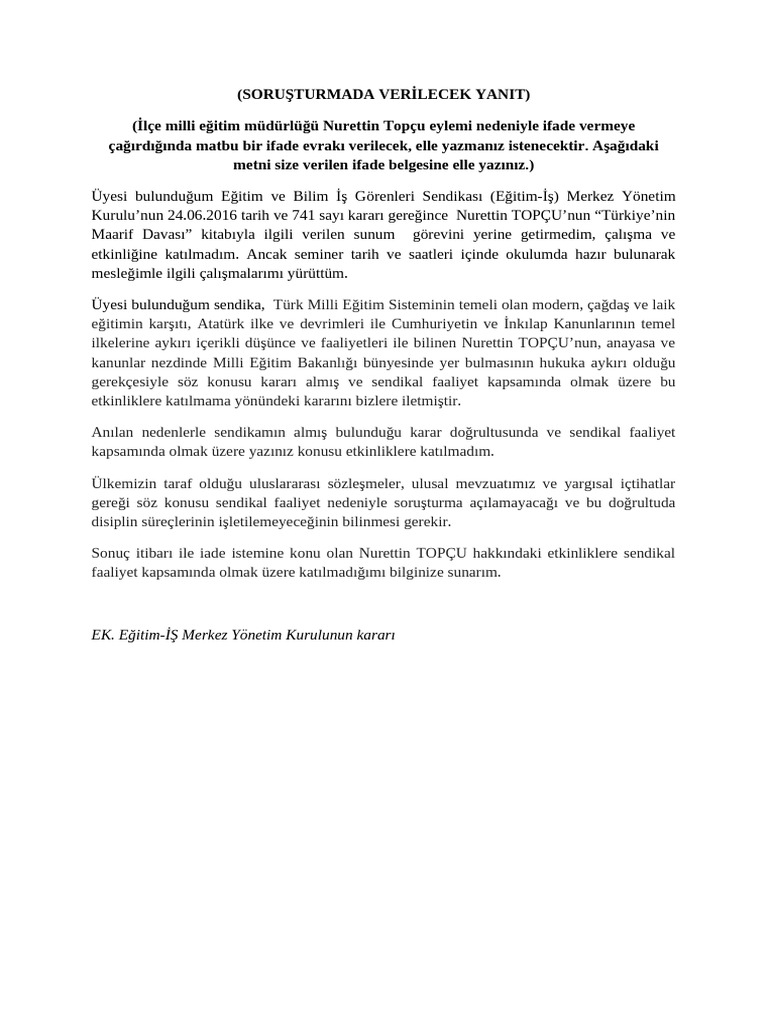 Nurettin Topçu Ifade | PDF