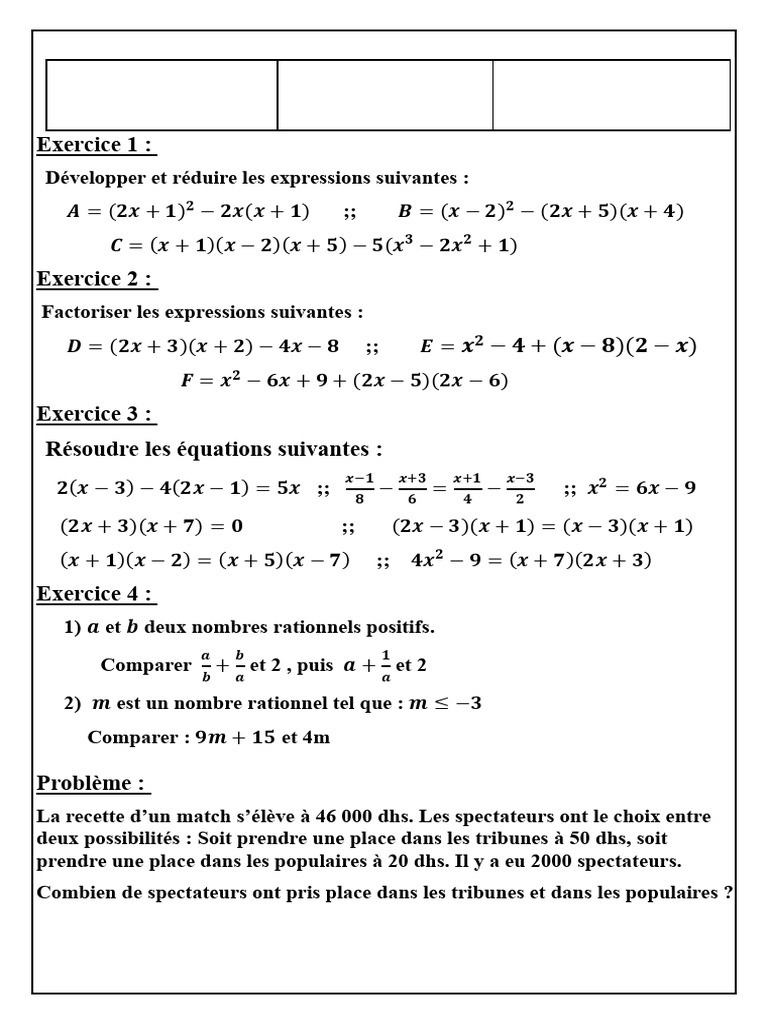 Devoir de Maths CE8 - Année 2024/2025 | PDF