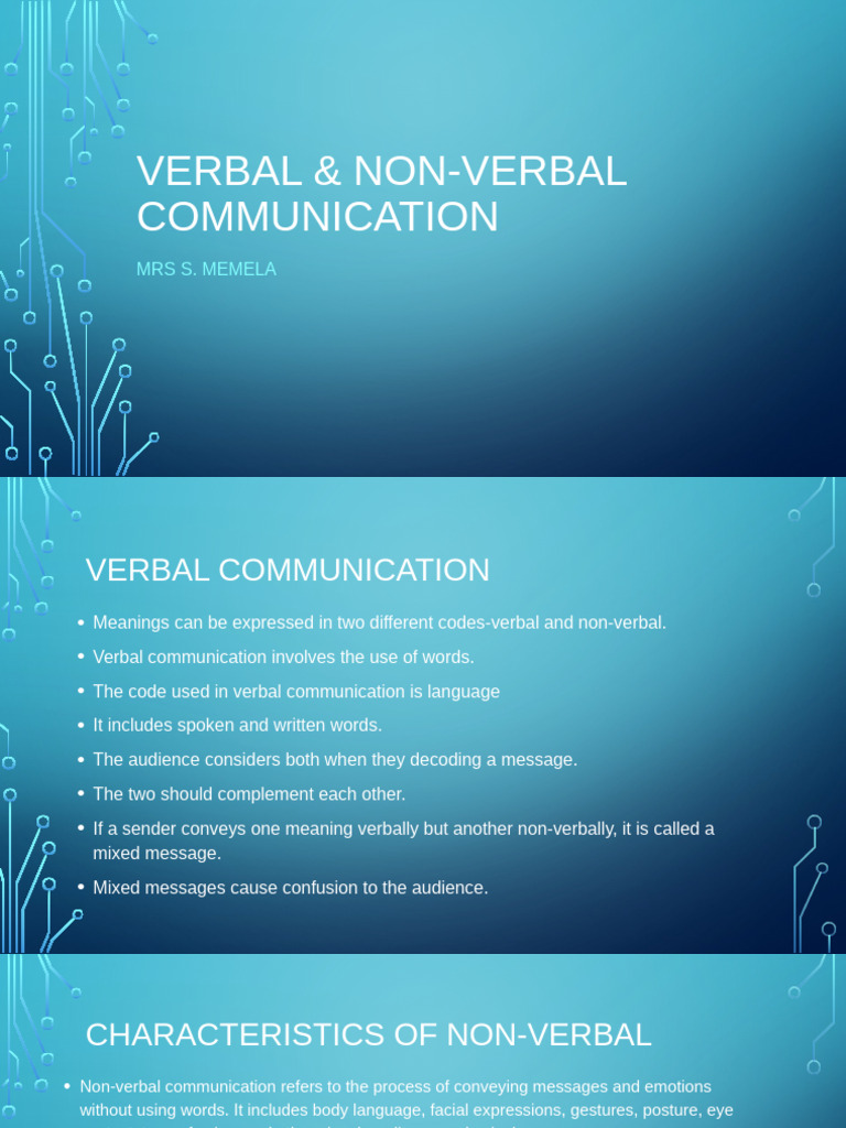 Verbal and Non-Verbal Communication Insights | PDF | Nonverbal ...