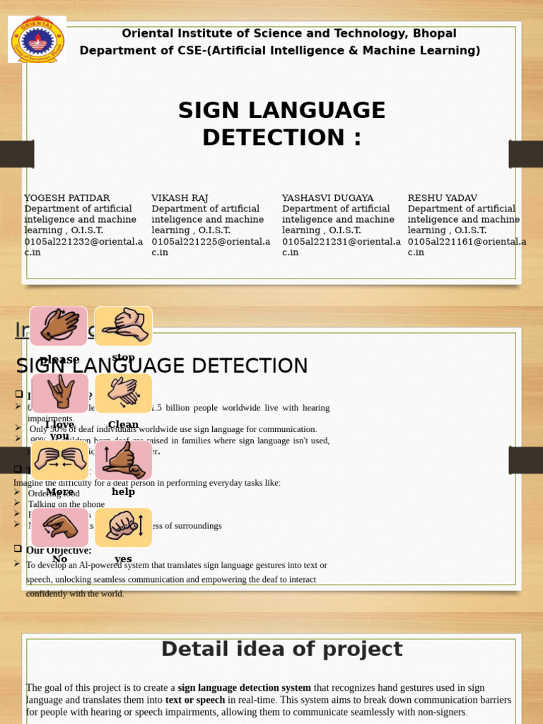 Sign Language Detection Presentation | PDF | Deep Learning | Applied ...